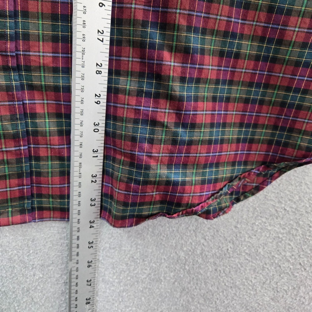 VINTAGE Ralph Lauren Men Button Up Shirt 2XB Red Plaid Classic Fit Long Sleeve - Picture 3 of 8